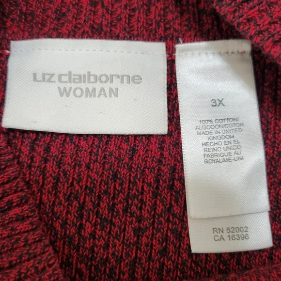 Liz Claiborne Woman Burgundy Wine Black Mock Neck Ribbed Knit Sweater Size 3X - Picture 6 of 9